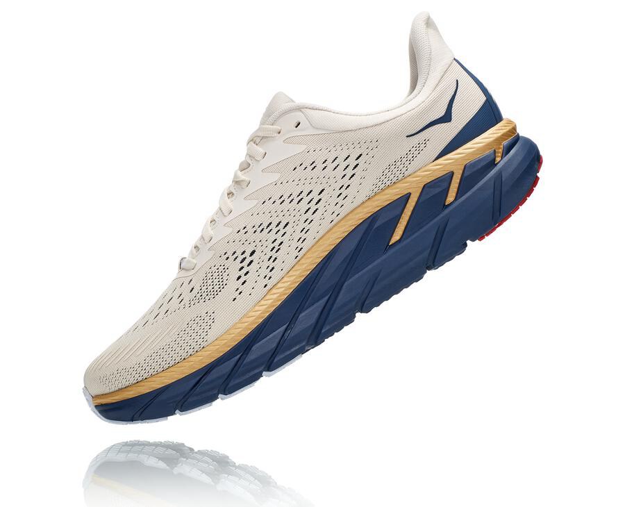 Tenis Hoka One One Hombre Blancos/Azules - Clifton 7 - HGQE67495